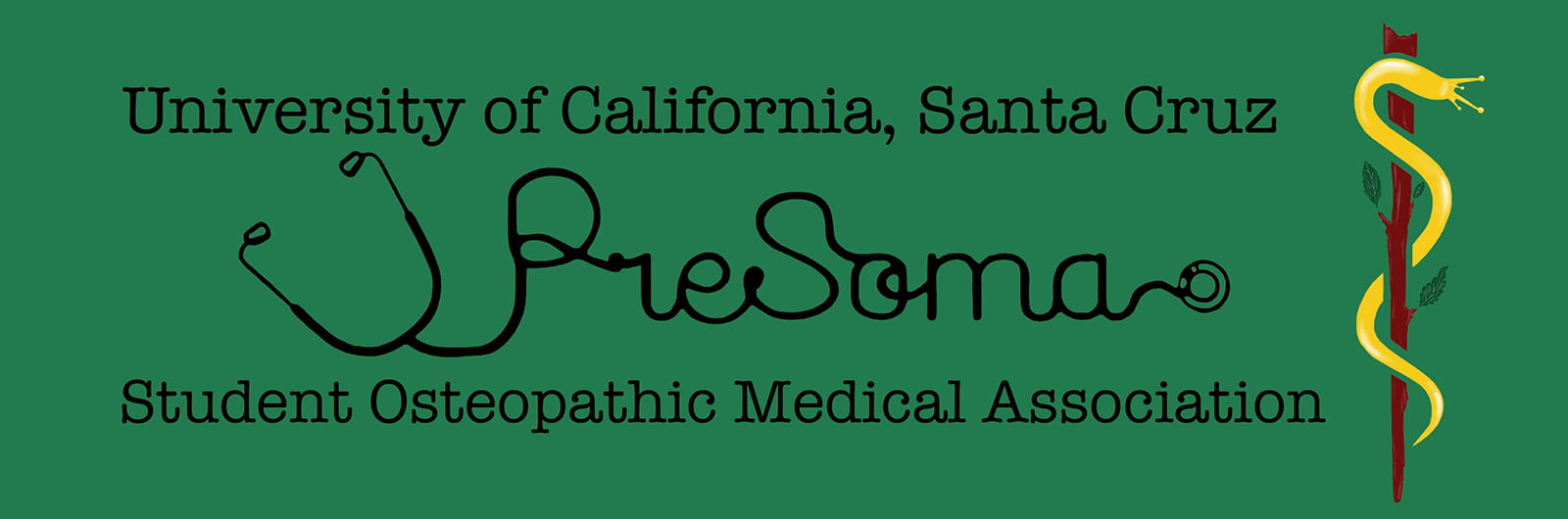 Banner reads "University of California, Santa Cruz, PreSoma, Student Osteopathic Medical Association." 
